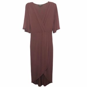 Lulu's Dulcet Surplice Midi Dress Faux Wrap Dress
